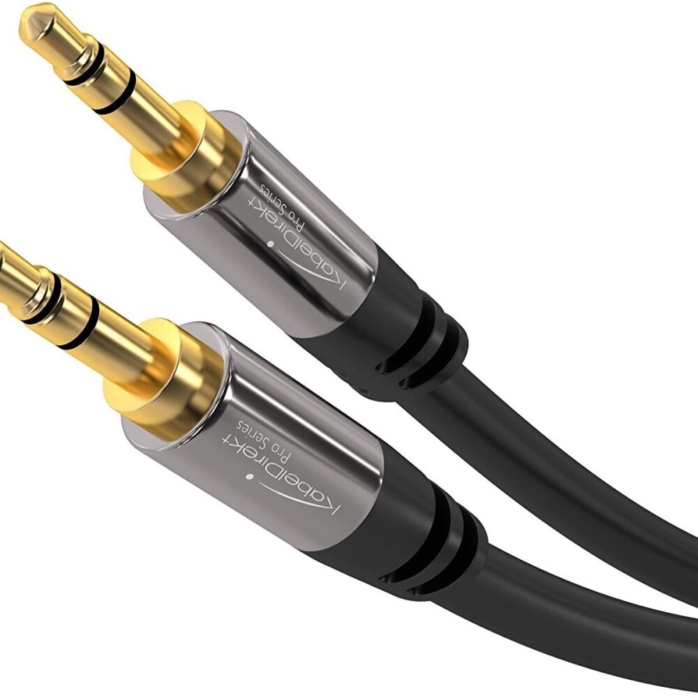 KabelDirekt – Aux Audio Jack Cable 3.5mm – 10ft – Metal | Superior sound: The 3.5mm to 3.5mm audio cable delivers outstanding stereo audio to headphones, headsets or amplifiers