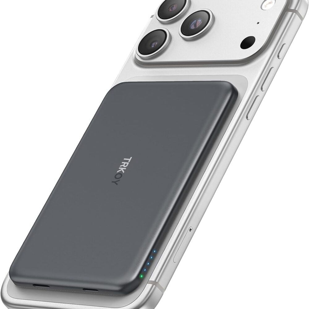 for Magsafe Portable Charger, 5000mAh Slim Wireless Magnetic Power Bank | Travel Essential for MagSafe Battery Pack with USB C Charging, Compatible with 17/16/15/14/13/12 Series (Graphite Gray)